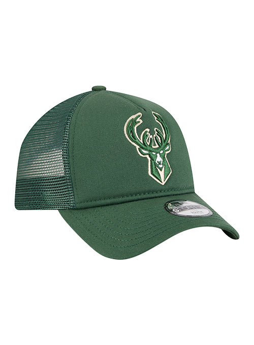 Youth New Era 9Forty Milwaukee Bucks Trucker Snapback Hat-right