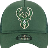 Youth New Era 9Forty Milwaukee Bucks Trucker Snapback Hat-front