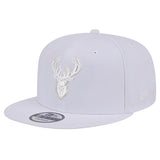 New Era 9Fifty Icon Tonal White Milwaukee Bucks Snapback Hat