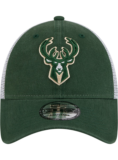 New Era 9Forty Icon Milwaukee Bucks Trucker Snapback Hat-front
