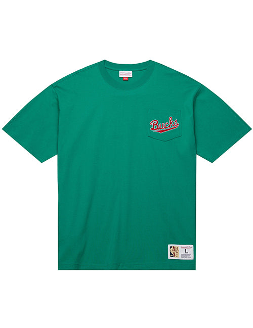 Mitchell & Ness HWC '68 Oversweep Milwaukee Bucks Pocket T-Shirt-front