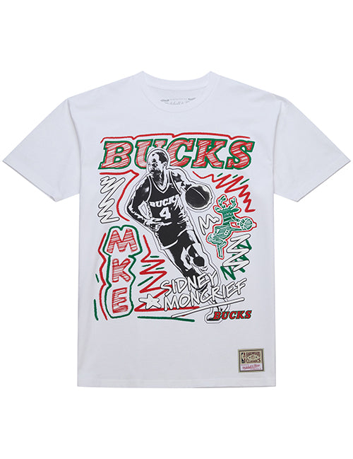 Mitchell & Ness Sidney Moncrief Chalk It Up Milwaukee Bucks T-Shirt-front