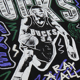 Mitchell & Ness Ray Allen Chalk It Up Milwaukee Bucks T-Shirt-close up