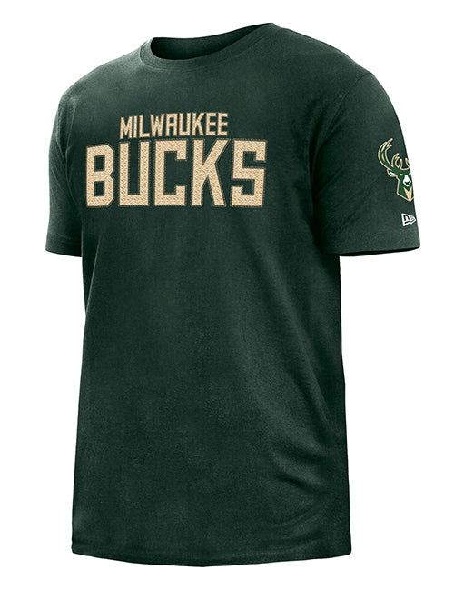 New Era Gameday Wordmark Green Milwaukee Bucks T-Shirt-front