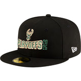 New Era 9Fifty 2025 Playoff Milwaukee Bucks Snapback Hat-angled front