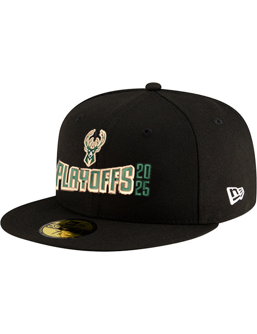 New Era 9Fifty 2025 Playoff Milwaukee Bucks Snapback Hat-angled front