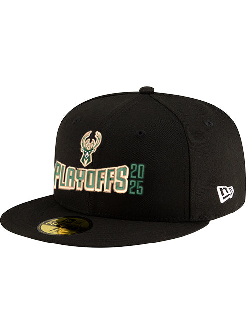 New Era 9Fifty 2025 Playoff Milwaukee Bucks Snapback Hat-angled front