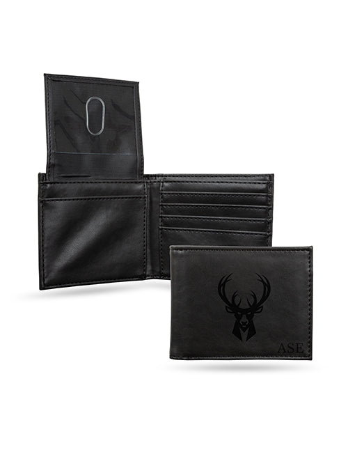 Rico Personalized Milwaukee Bucks Black Billfold Wallet