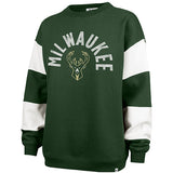 Women's '47 Brand Barred Eephus Milwaukee Bucks Crewneck Sweatshirt-front