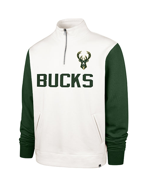 Women's '47 Brand Winning Streak Milwaukee Bucks 1/4 Zip Sweatshirt-front