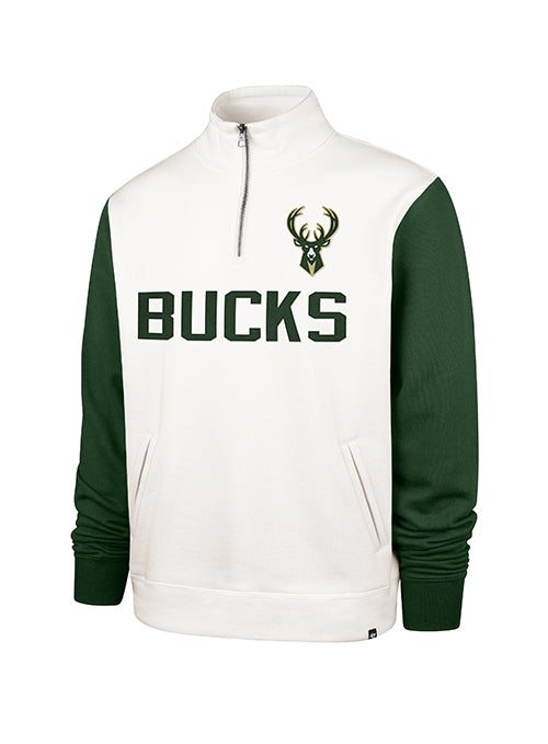 Women's '47 Brand Winning Streak Milwaukee Bucks 1/4 Zip Sweatshirt-front