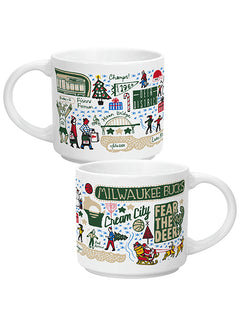 14 Oz All Over Print Milwaukee Bucks Holiday Mug