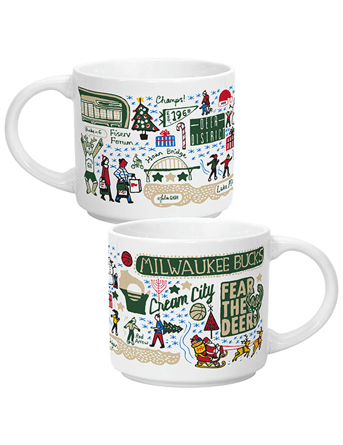 14 Oz All Over Print Milwaukee Bucks Holiday Mug