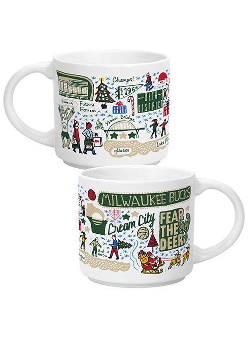 14 Oz All Over Print Milwaukee Bucks Holiday Mug