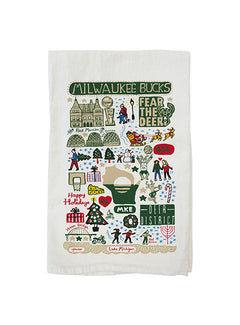 All Over Print Milwaukee Bucks Holiday Tea Towel