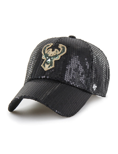 Women's '47 Brand Dazzle Sequin Milwaukee Bucks Clean Up Adjustable Hat-front