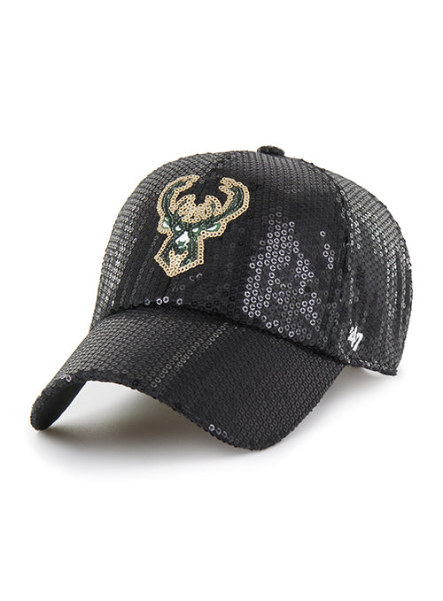 Women's '47 Brand Dazzle Sequin Milwaukee Bucks Clean Up Adjustable Hat-front