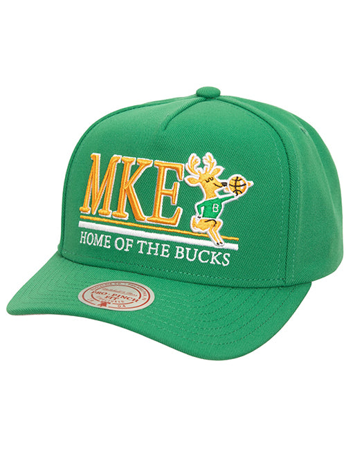 Mitchell & Ness Home Of Milwaukee Bucks Pro Pinch Front Adjustable Hat-front
