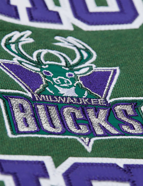 Mitchell & Ness HWC Playoff Win Milwaukee Bucks Crewneck Sweatshirt-close-up