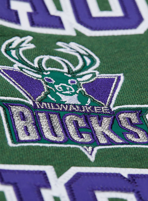 Mitchell & Ness HWC Playoff Win Milwaukee Bucks Crewneck Sweatshirt-close-up