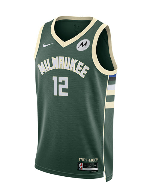 Nike 2022 Icon Edition Taurean Prince Milwaukee Bucks Swingman Jersey-FRONT