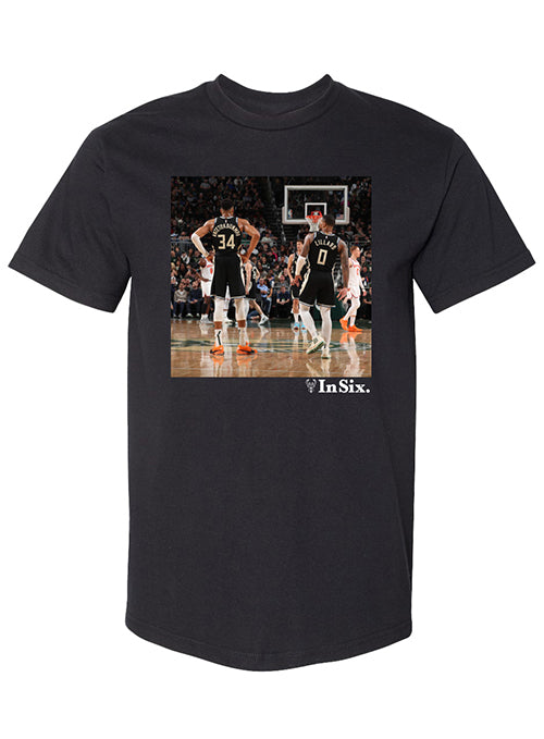 Bucks In Six Photo Reel Giannis Antetokounmpo and Damian Lillard Milwaukee Bucks T-Shirt