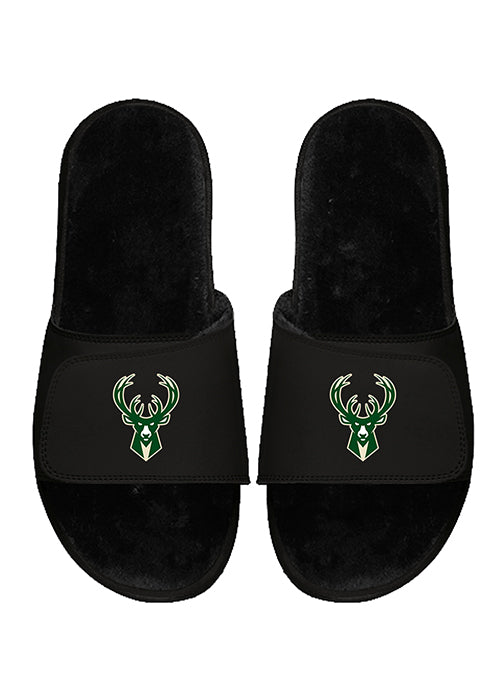 ISlide Icon Fur Black Milwaukee Bucks Sandals