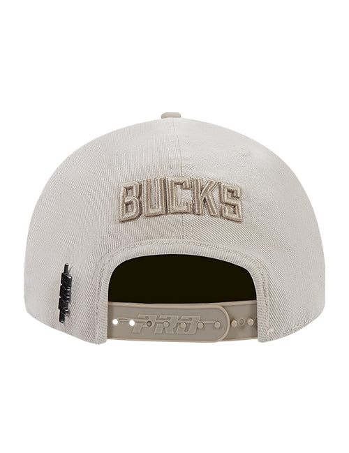 Pro Standard Classic Cream Milwaukee Bucks Pinch Snapback Hat-back