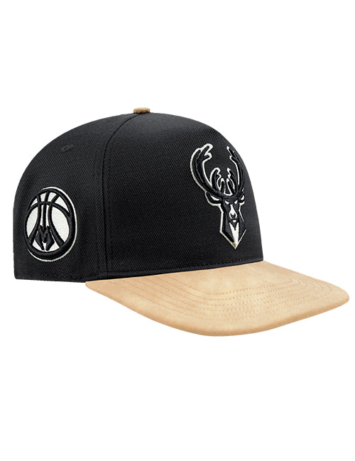 Pro Standard Signature Suede Black Milwaukee Bucks Snapback Hat-right