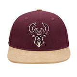 Pro Standard Signature Suede Maroon Milwaukee Bucks Adjustable Hat-front