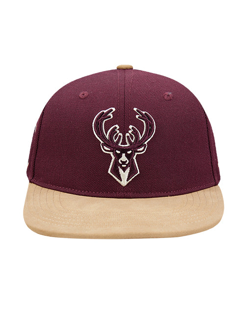 Pro Standard Signature Suede Maroon Milwaukee Bucks Adjustable Hat-front