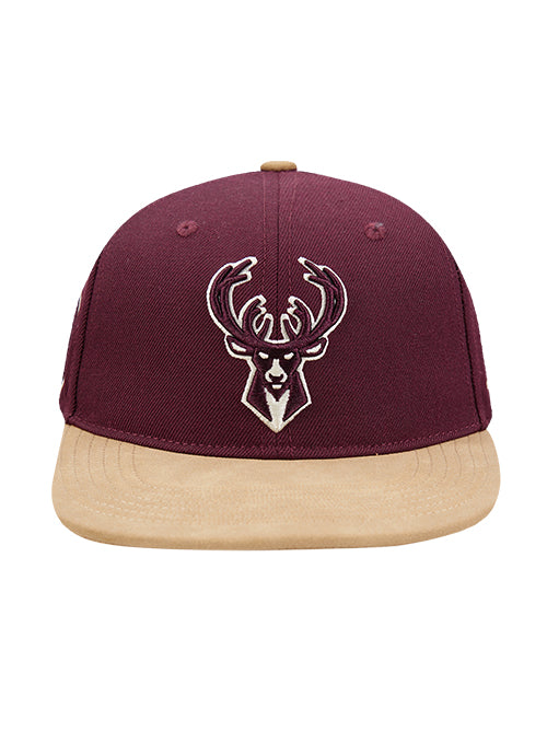 Pro Standard Signature Suede Maroon Milwaukee Bucks Adjustable Hat-front