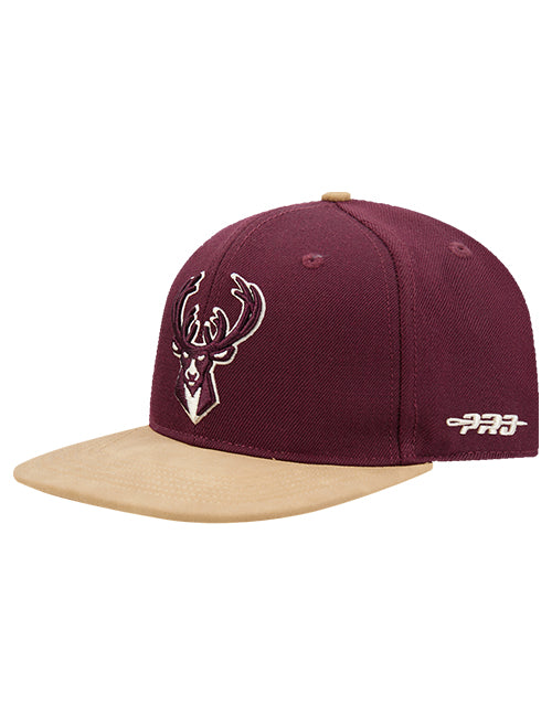 Pro Standard Signature Suede Maroon Milwaukee Bucks Adjustable Hat-left