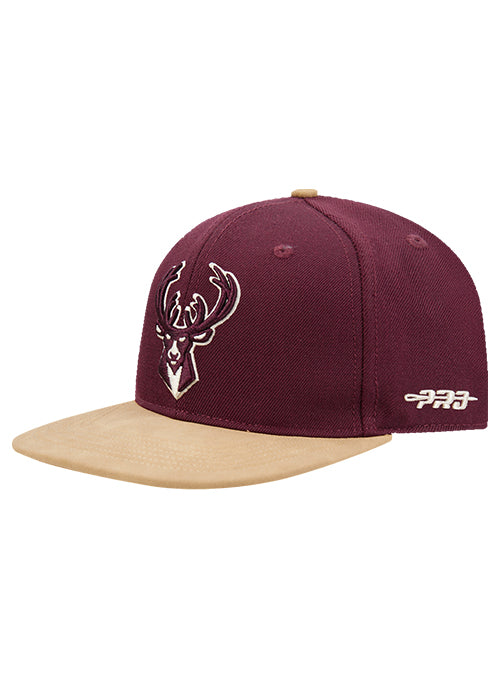 Pro Standard Signature Suede Maroon Milwaukee Bucks Adjustable Hat-left