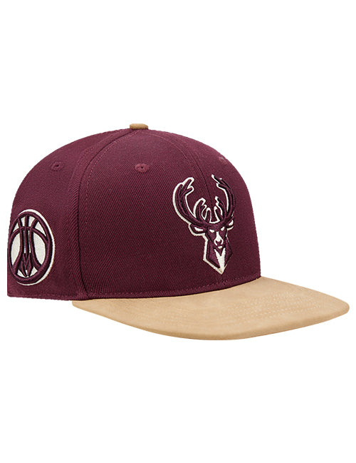 Pro Standard Signature Suede Maroon Milwaukee Bucks Adjustable Hat-right