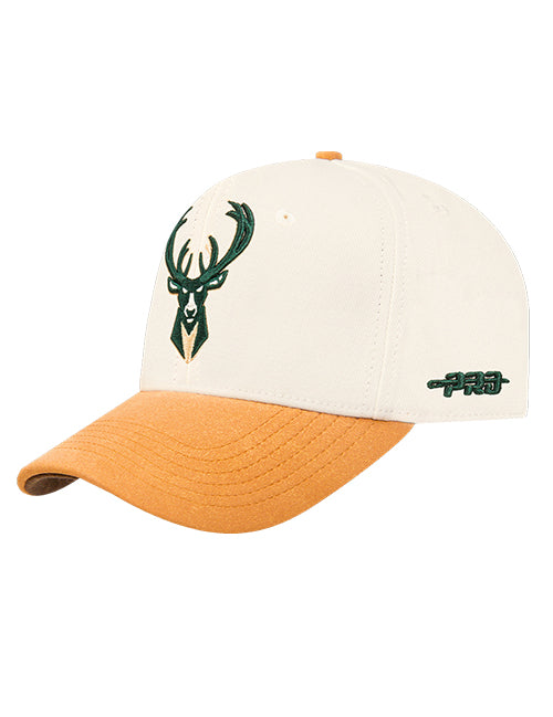 Pro Standard Signature Suede Cream Milwaukee Bucks Arc Adjustable Hat-left