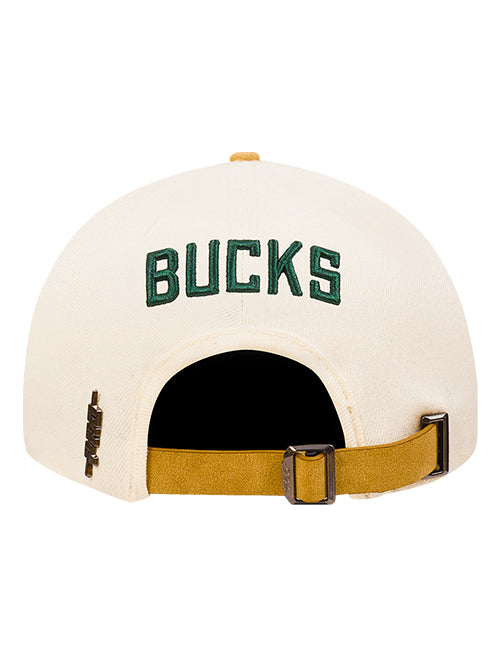 Pro Standard Signature Suede Cream Milwaukee Bucks Arc Adjustable Hat-back