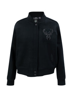 Women's Pro Standard Vanguard Washed Milwaukee Bucks Varsity Jacket-front