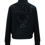 Women's Pro Standard Vanguard Washed Milwaukee Bucks Varsity Jacket-back