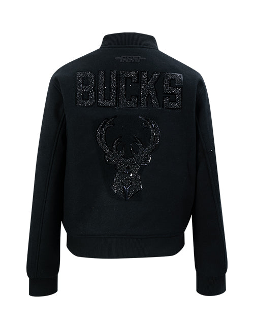Women's Pro Standard Vanguard Washed Milwaukee Bucks Varsity Jacket-back