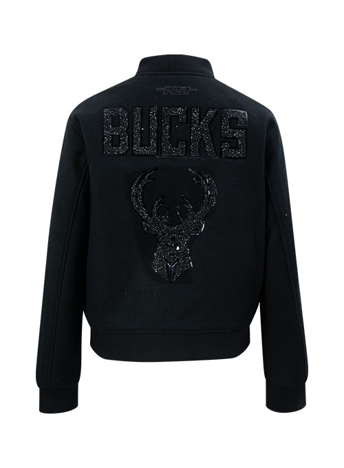 Women's Pro Standard Vanguard Washed Milwaukee Bucks Varsity Jacket-back