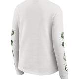 Women's Wear By Erin Andrews Logos Milwaukee Bucks Waffle-Knit Long Sleeve T-Shirt-back