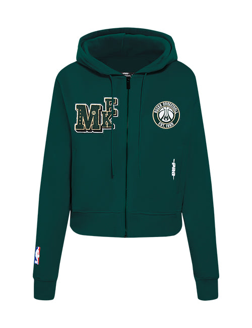 Women's Pro Standard Best of Milwaukee Bucks Full-Zip Hooded Sweatshirt-front