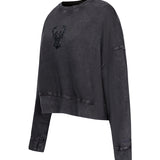 Women's Pro Standard Vanguard Milwaukee Bucks Washed Crewneck Sweatshirt-angled front