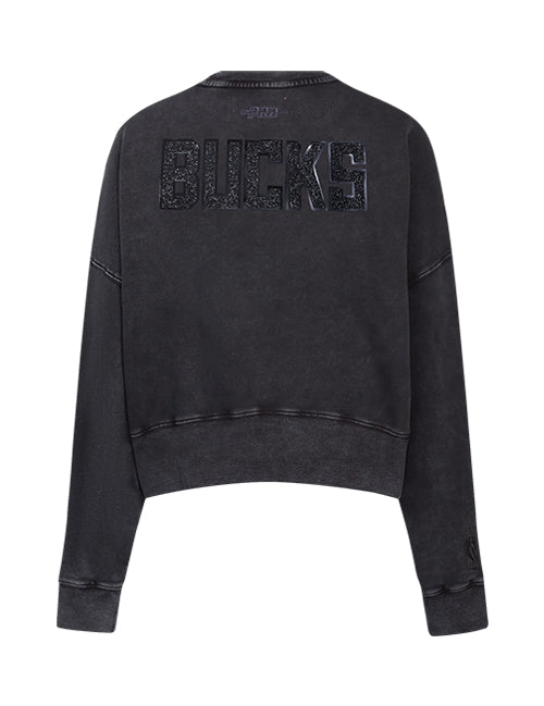 Women's Pro Standard Vanguard Milwaukee Bucks Washed Crewneck Sweatshirt-back