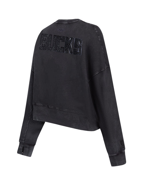 Women's Pro Standard Vanguard Milwaukee Bucks Washed Crewneck Sweatshirt-angled back