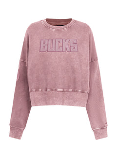 Women's Pro Standard Classic Milwaukee Bucks Washed Crewneck Sweatshirt-front