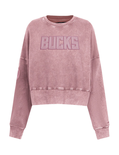 Women's Pro Standard Classic Milwaukee Bucks Washed Crewneck Sweatshirt-front