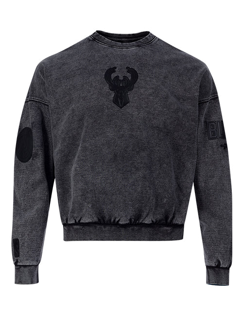 Pro Standard Vanguard Washed Milwaukee Bucks Crewneck Sweatshirt-front