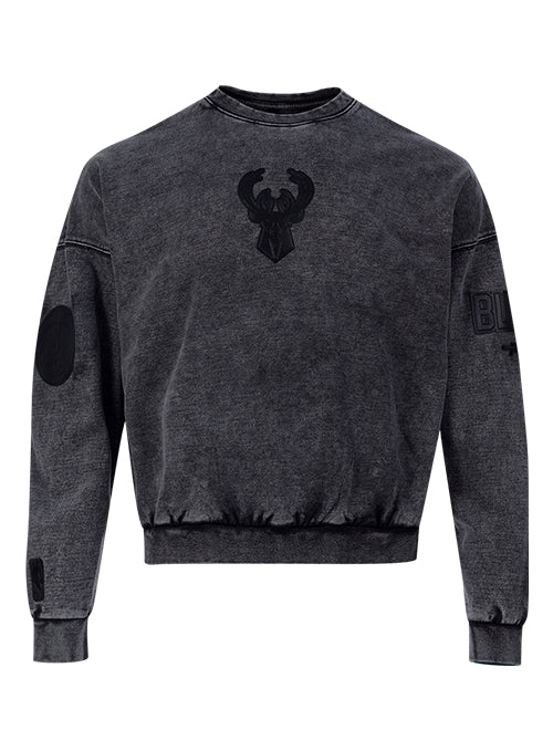 Pro Standard Vanguard Washed Milwaukee Bucks Crewneck Sweatshirt-front